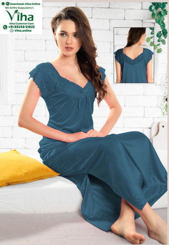 1 Piece Silk Nighty Free Size