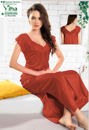 1 Piece Silk Nighty Free Size