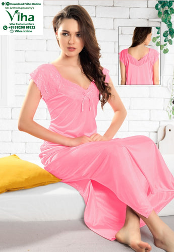 1 Piece Silk Nighty Free Size