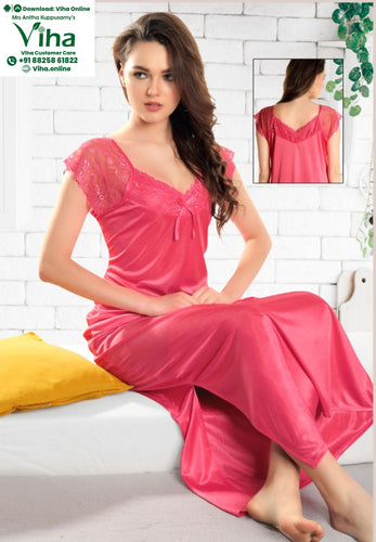 1 Piece Silk Nighty Free Size