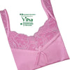Silk Nighty Free Size, a pink top with floral lace trim, wide straps, and a tied bow accent at the center front