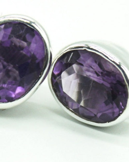 Amethyst Silver Studs with center stone