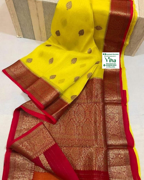 Cora Organza Saree with Grand Pallu & Blouse, zari woven paisley