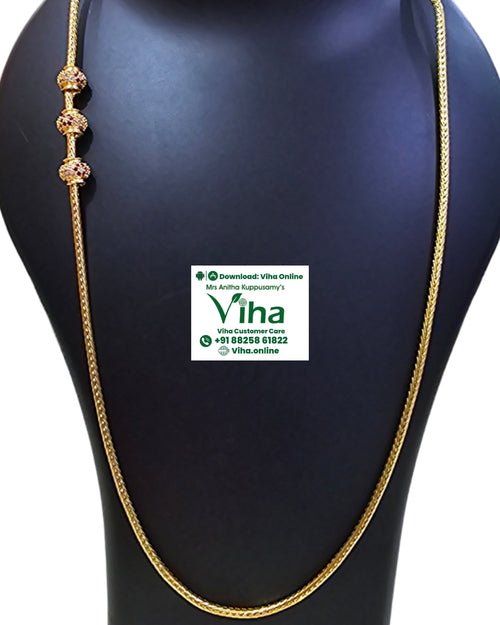 Impon Mugappu Chain with woven chain and three decorative beads