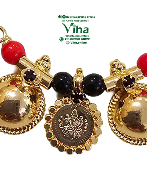 Impon Mahalakshmi Thali with Beads, a curved thali (mangalsutra) and dangling drops