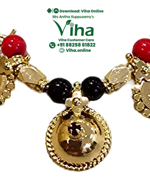 Impon Mahalakshmi with Pottu Thali, hanging coin-like charms and central pendant