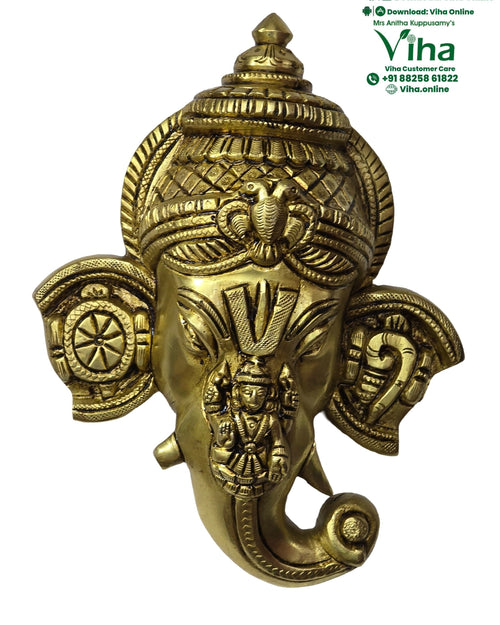 Lakshmi Ganesha Wall Hanger - Brass with elephant head