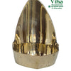 Mada Vilakku, a gold-toned metallic vessel featuring a pointed vertical backplate and a rounded basin with smooth, reflective surfaces