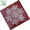 Rangoli Sticker - Kolam, a square maroon fabric featuring a white printed floral pattern and twenty-one white dots