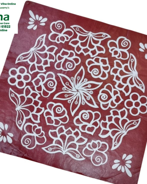 Rangoli Sticker - Kolam with white printed floral patterns