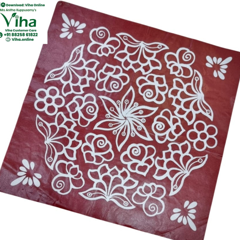 Rangoli Sticker - Kolam with white printed floral patterns