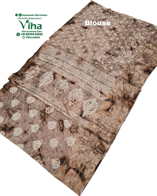 Cotton Silk Saree with Border, intricate geometric border pattern and mottled texture