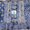 Cotton Silk Saree with Blouse, BLUE FABRIC WITH WHITE RECTANGULAR PANELS CONTAINING PAISLEY AND GEOMETRIC PATTERNS