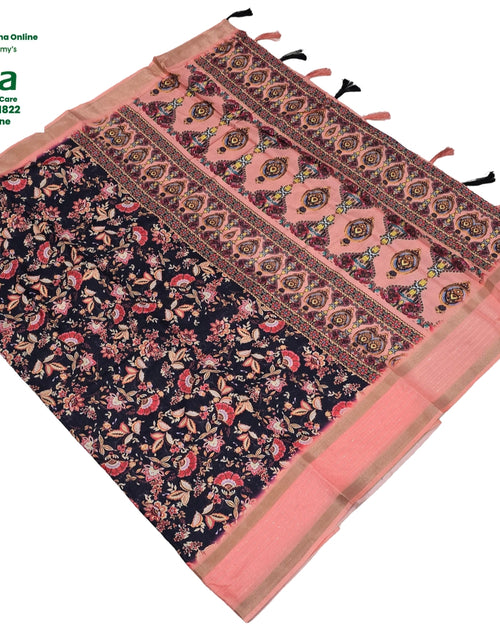 Fancy Cotton Silk Saree With Blouse with floral pattern and intricate border