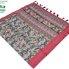 Fancy Cotton Silk Saree With Blouse with tropical leaf pattern and woven border