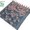 Fancy Cotton Silk Saree With Blouse with floral pattern and striped border