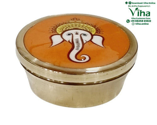 Ganesha Kumkum Box - Brass