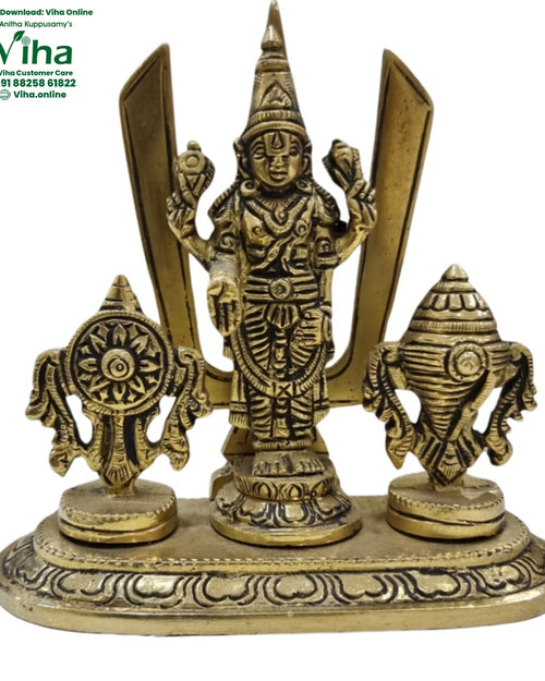 Sangu Chakra Perumal Statue in brass with the conch and discus