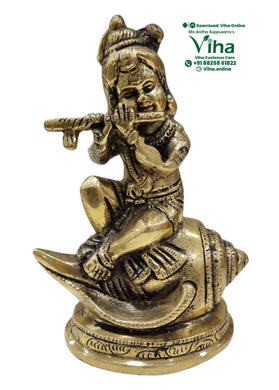 Sankh Krishna Statue - Brass