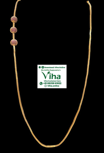 Red Stone impon Mugappu Chain