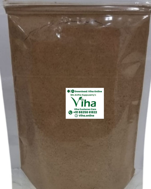 Seeyakkai / Shikakai / Siyakkai Powder, a standing clear plastic zip-lock pouch filled with brown powder