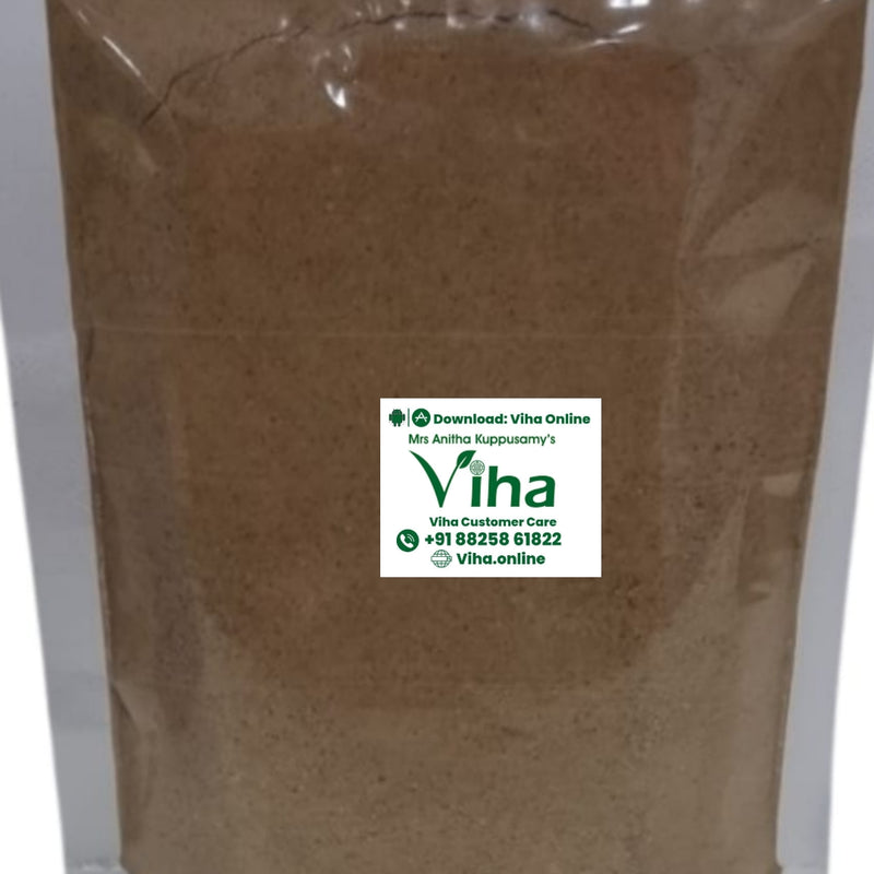 Seeyakkai / Shikakai / Siyakkai Powder, a standing clear plastic zip-lock pouch filled with brown powder