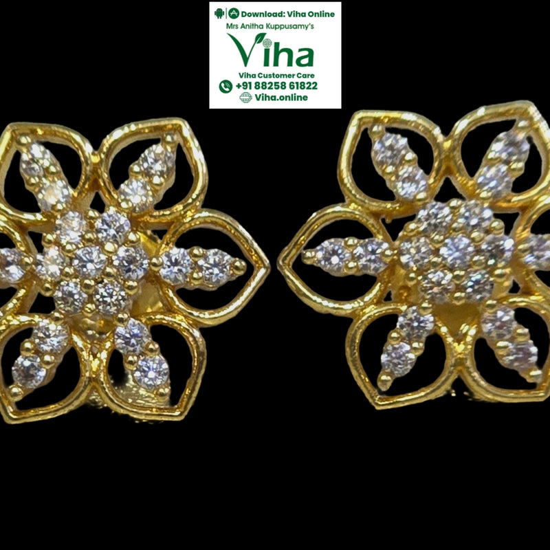 Impon Stud, six-petaled flower shape, flower shaped design with six open loops for petals