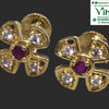Impon Stud, flower shape with a central pink stone and four clear stones