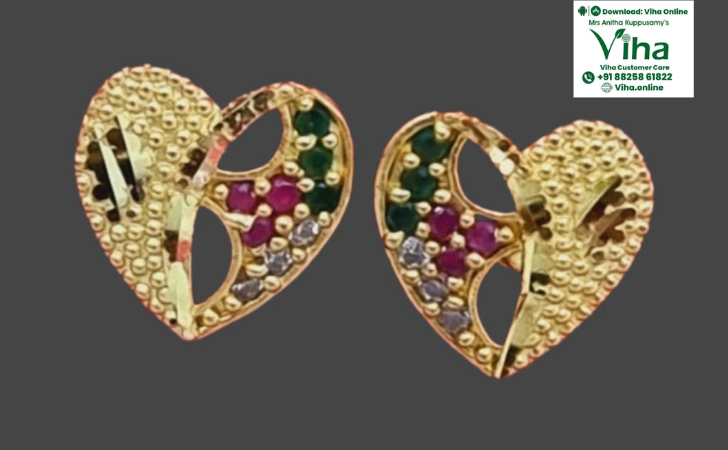 Impon Studs - Multi Coloured Heart Shape