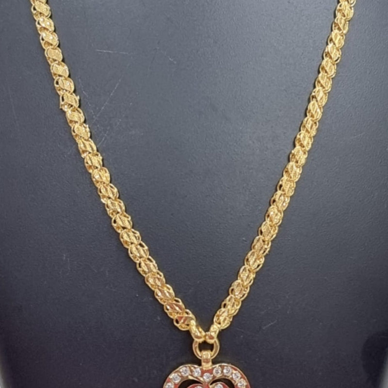 Impon Chain with woven pattern and heart-shaped pendant with double outline