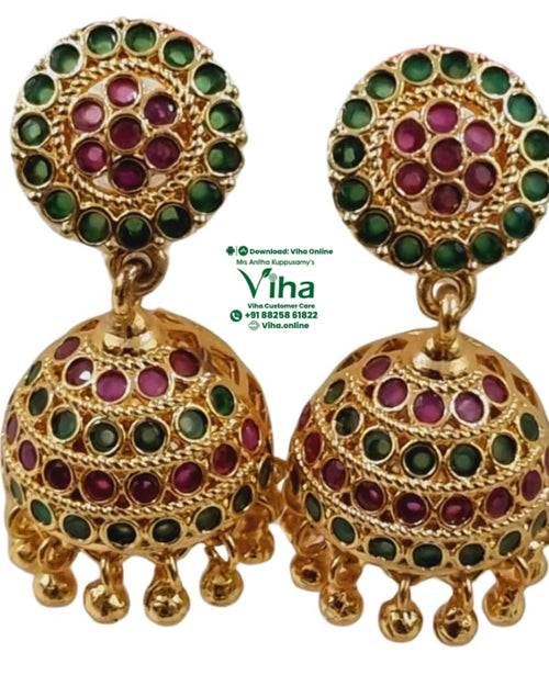 Impon Jhumka with a circular top stud and domed base