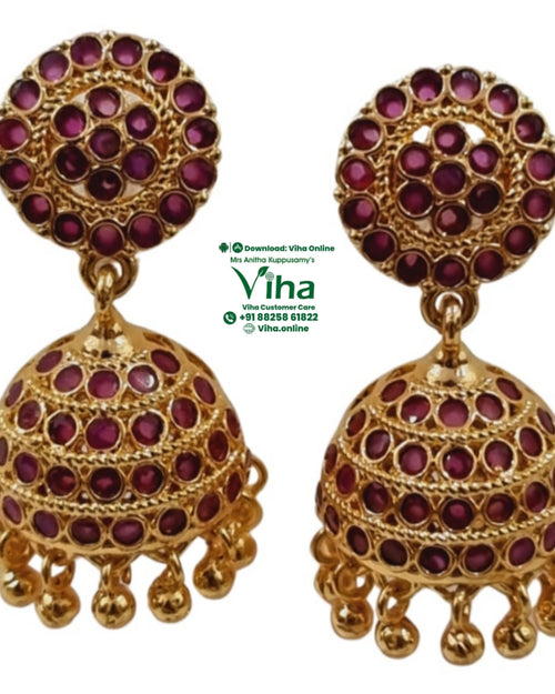 Impon Jhumka with a circular top and dangling dome shape