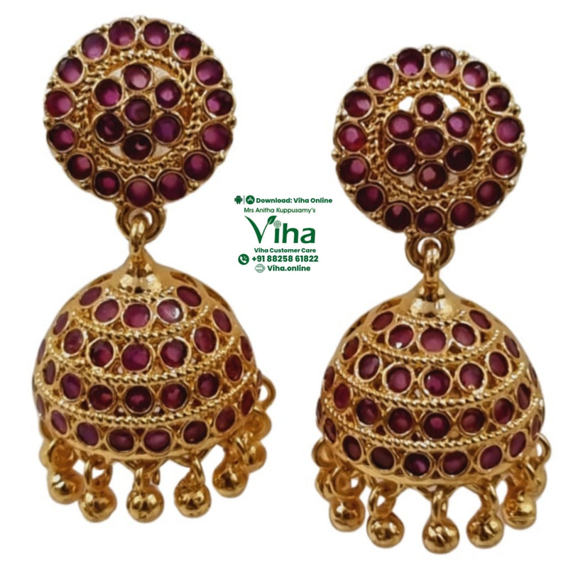 Impon Jhumka with a circular top and dangling dome shape