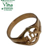 Impon Ring "OM", a gold-toned ring with a glossy finish featuring a cut-out openwork symbol on the front