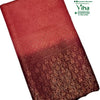 Soft Silk Saree with Stone Work, red with woven floral and geometric diamond patterns