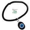 Evil Eye Anklet, a spiral band with a blue, white and black glass eye pendant
