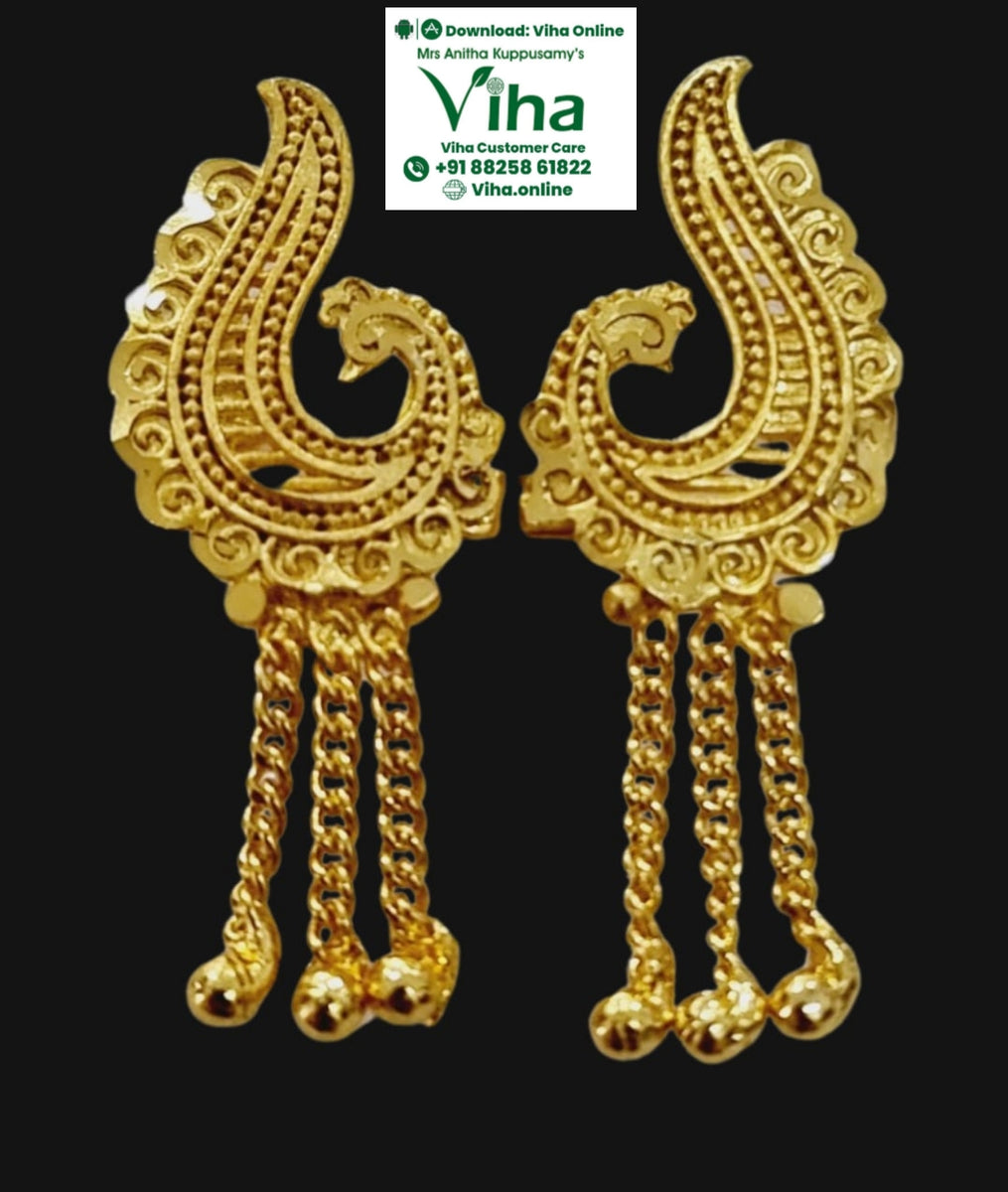 Impon Stud Hangings With Peacock Design – Viha Online