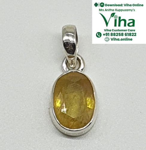 Yellow Sapphire Silver Pendant