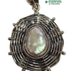 Original Pearl Designer Pendant In Pure Sterling Silver, irregular oval in a woven frame