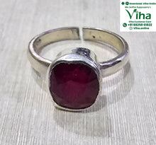 Oval, Rectangle, Square Cut Silver Ruby Ring Adjustable