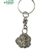Pyrite Keychain, a silver-toned keychain with a split ring, linked chain, and a dangling raw metallic nugget with a sparkling, textured surface