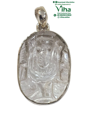 Sphatik Ganesh Pendant Silver - Original