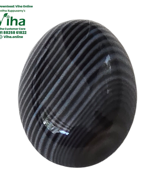 Sulemani Agate - Original, black with greyish stripes oval stone
