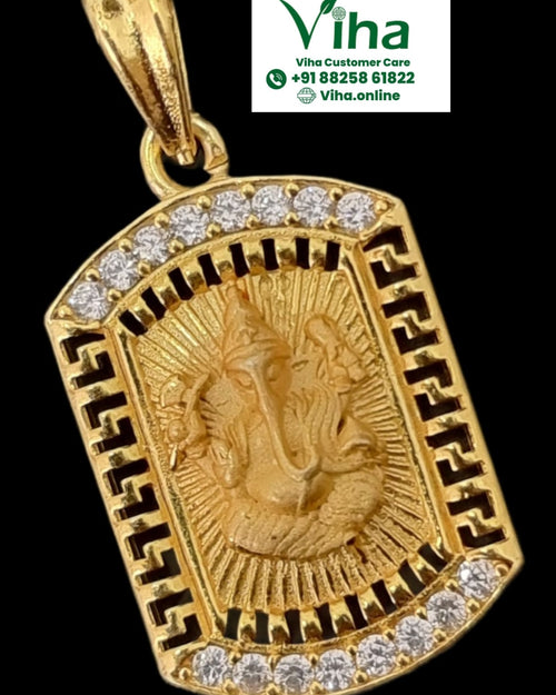 Impon Ganesha Pendant with a relief figure in the center