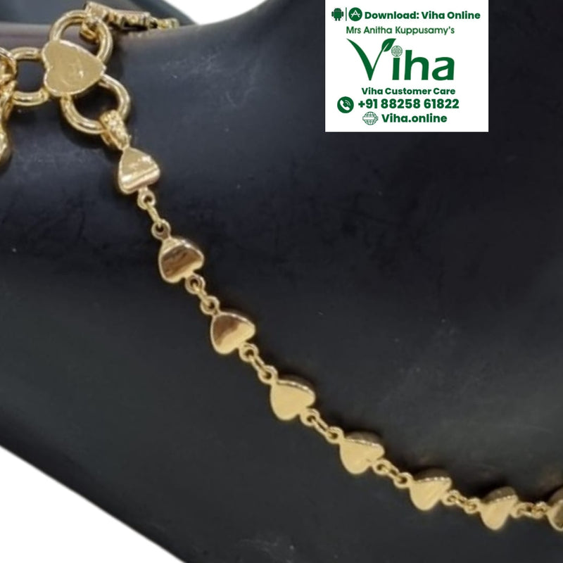Impon Anklets, with heart-shaped links and charms