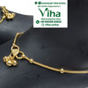 Impon Anklets, a gold-toned anklet featuring a small heart charm, three dangling bells, and evenly spaced beads along its chain