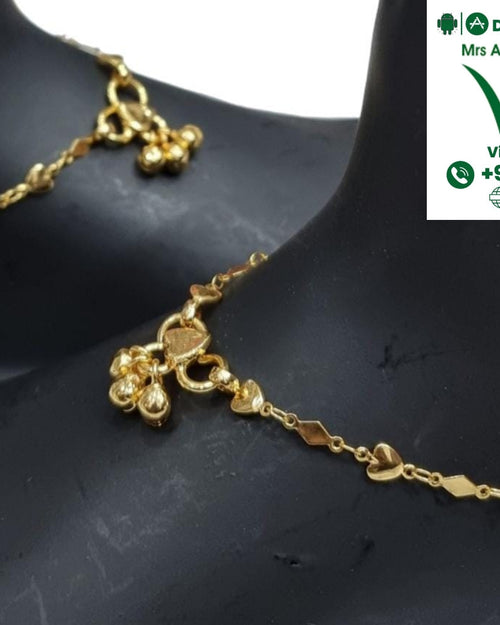 Impon Anklets, with heart-shaped and diamond-shaped links