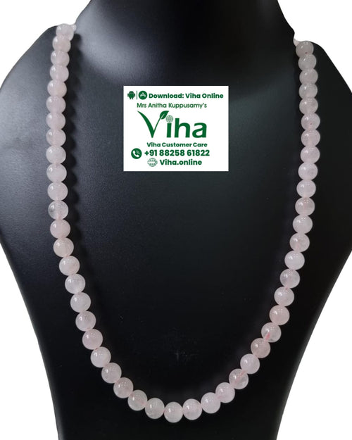 Rose Quartz Mala, threaded on a single strand