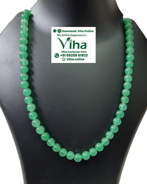 Green Aventurine Mala, beads strung in a continuous line