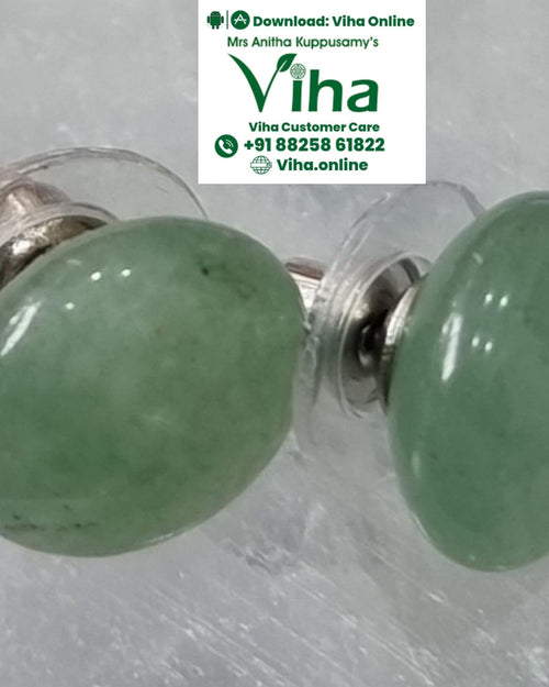 Green Aventurine Studs, rounded stones and plastic backings